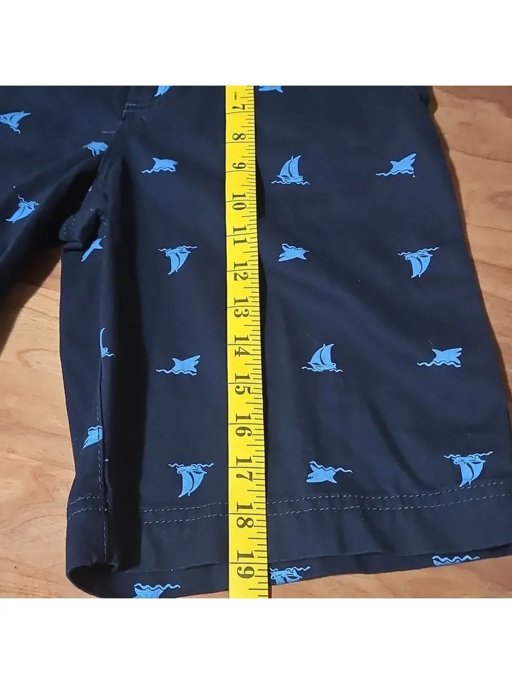 Faded Glory Boys’ Navy Blue Chino Shorts with Nautical Print  Size 12 Summer Kid